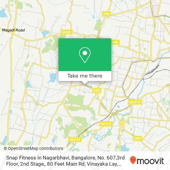 Snap Fitness in Nagarbhavi, Bangalore, No. 607,3rd Floor, 2nd Stage,, 80 Feet Main Rd, Vinayaka Lay map