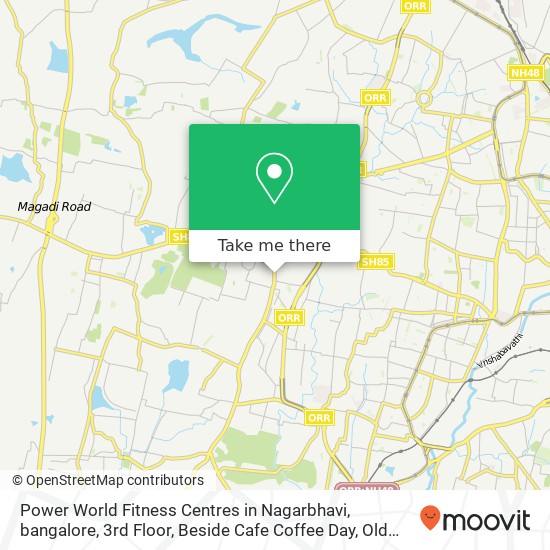 Power World Fitness Centres in Nagarbhavi, bangalore, 3rd Floor, Beside Cafe Coffee Day, Old Outer map