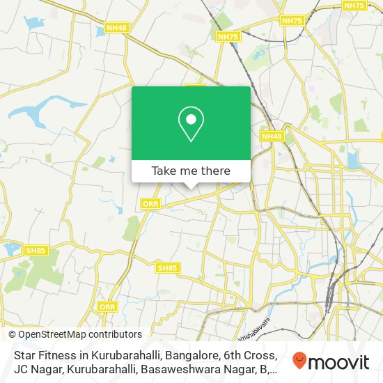 Star Fitness in Kurubarahalli, Bangalore, 6th Cross, JC Nagar, Kurubarahalli, Basaweshwara Nagar, B map