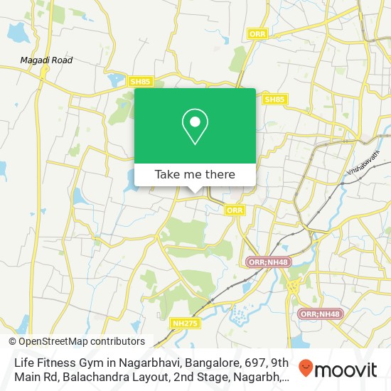 Life Fitness Gym in Nagarbhavi, Bangalore, 697, 9th Main Rd, Balachandra Layout, 2nd Stage, Nagarbh map