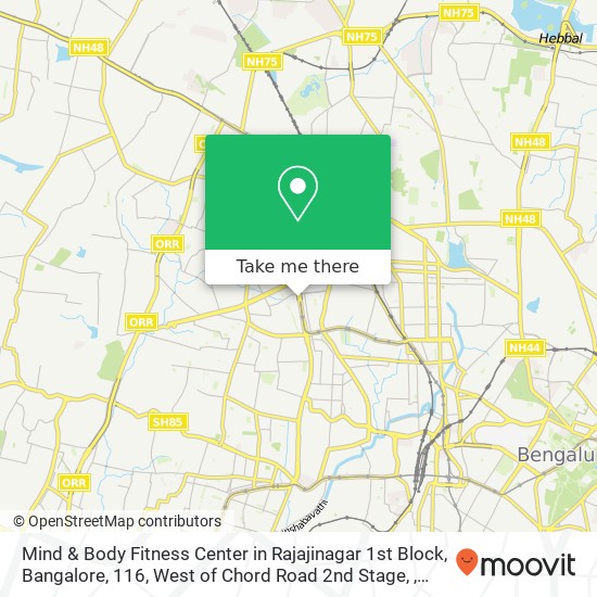 Mind & Body Fitness Center in Rajajinagar 1st Block, Bangalore, 116, West of Chord Road 2nd Stage, map