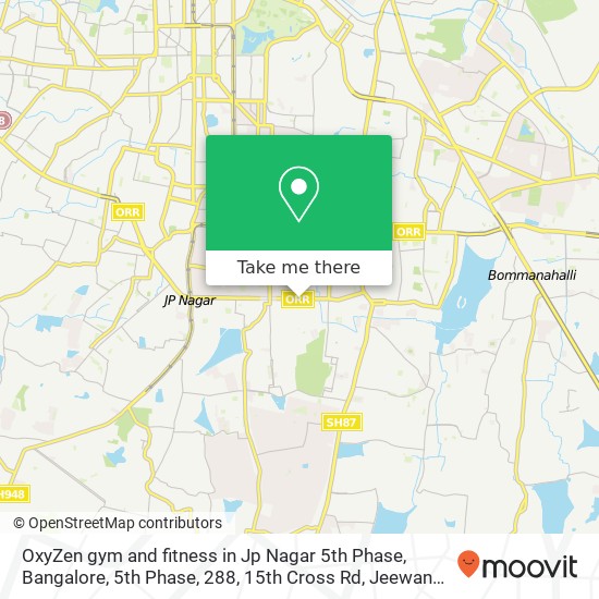OxyZen gym and fitness in Jp Nagar 5th Phase, Bangalore, 5th Phase, 288, 15th Cross Rd, Jeewan Grih map