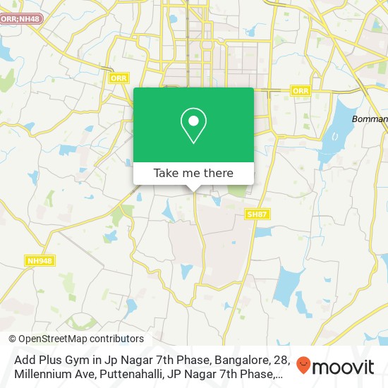 Add Plus Gym in Jp Nagar 7th Phase, Bangalore, 28, Millennium Ave, Puttenahalli, JP Nagar 7th Phase map