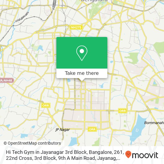 Hi Tech Gym in Jayanagar 3rd Block, Bangalore, 261, 22nd Cross, 3rd Block, 9th A Main Road, Jayanag map