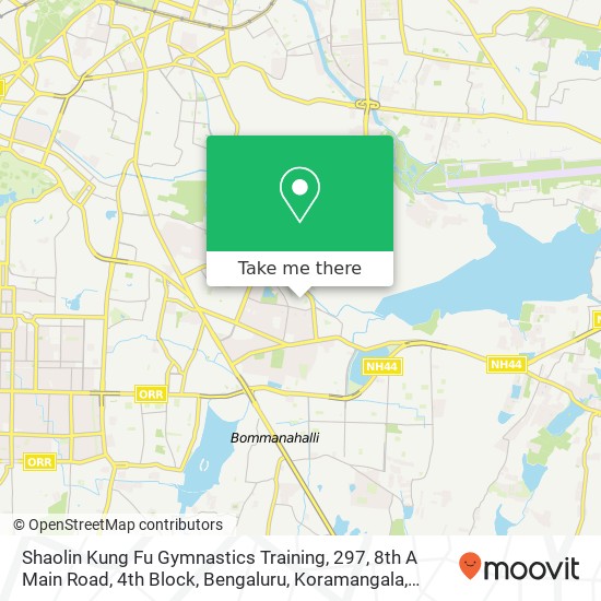 Shaolin Kung Fu Gymnastics Training, 297, 8th A Main Road, 4th Block, Bengaluru, Koramangala, Banga map