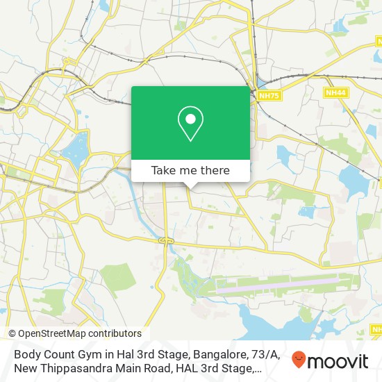 Body Count Gym in Hal 3rd Stage, Bangalore, 73 / A, New Thippasandra Main Road, HAL 3rd Stage, Bengal map