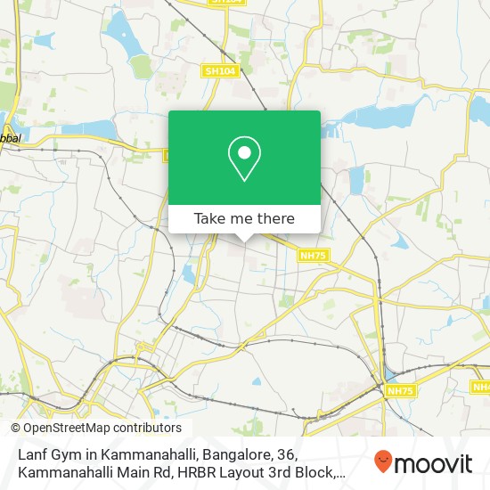 Lanf Gym in Kammanahalli, Bangalore, 36, Kammanahalli Main Rd, HRBR Layout 3rd Block, HRBR Layout, map