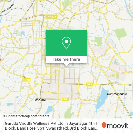 Garuda Vriddhi Wellness Pvt Ltd in Jayanagar 4th T Block, Bangalore, 351, Swagath Rd, 3rd Block Eas map