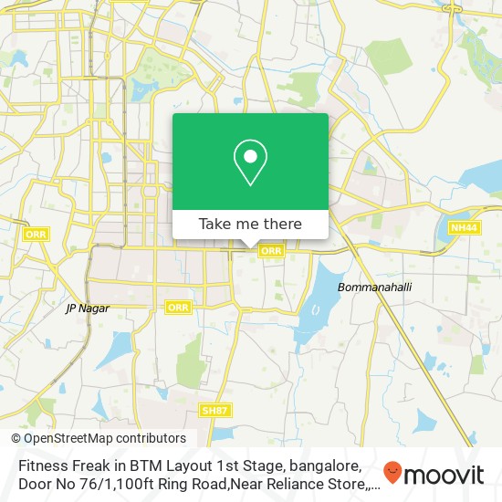 Fitness Freak in BTM Layout 1st Stage, bangalore, Door No 76 / 1,100ft Ring Road,Near Reliance Store, map