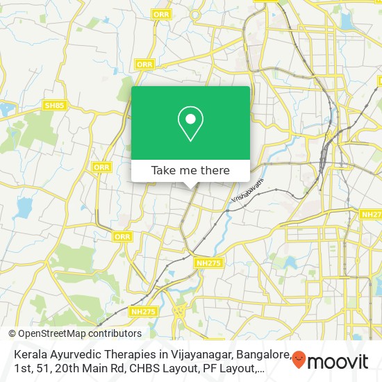 Kerala Ayurvedic Therapies in Vijayanagar, Bangalore, 1st, 51, 20th Main Rd, CHBS Layout, PF Layout map