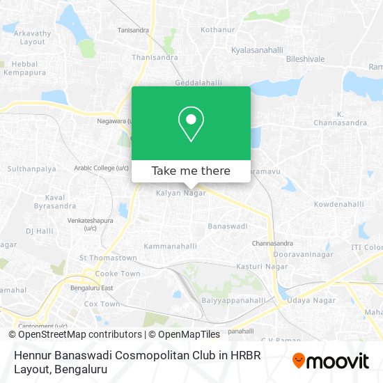 Hennur Banaswadi Cosmopolitan Club in HRBR Layout map