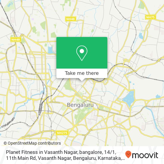 Planet Fitness in Vasanth Nagar, bangalore, 14 / 1, 11th Main Rd, Vasanth Nagar, Bengaluru, Karnataka map
