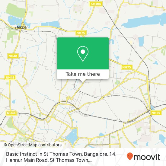 Basic Instinct in St Thomas Town, Bangalore, 14, Hennur Main Road, St Thomas Town, Kadugondanahalli map