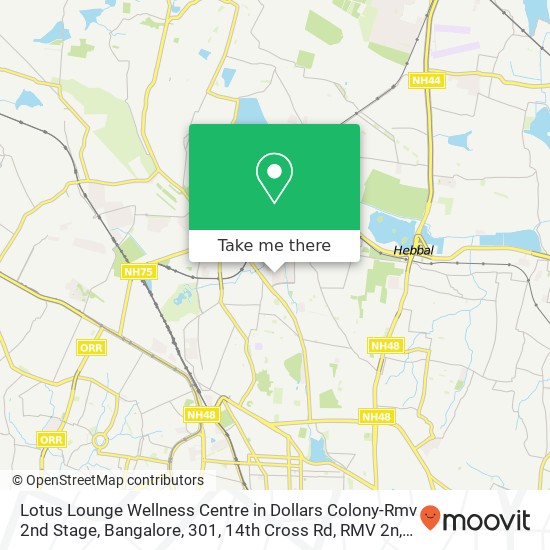 Lotus Lounge Wellness Centre in Dollars Colony-Rmv 2nd Stage, Bangalore, 301, 14th Cross Rd, RMV 2n map