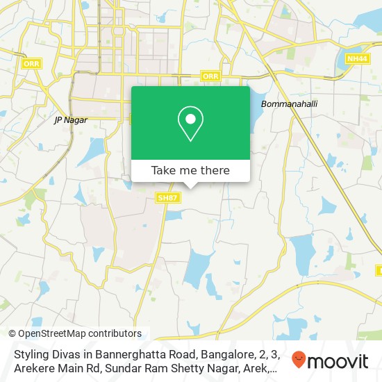 Styling Divas in Bannerghatta Road, Bangalore, 2, 3, Arekere Main Rd, Sundar Ram Shetty Nagar, Arek map