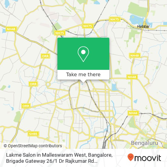 Lakme Salon in Malleswaram West, Bangalore, Brigade Gateway 26 / 1 Dr Rajkumar Rd Malleshwaram West, map