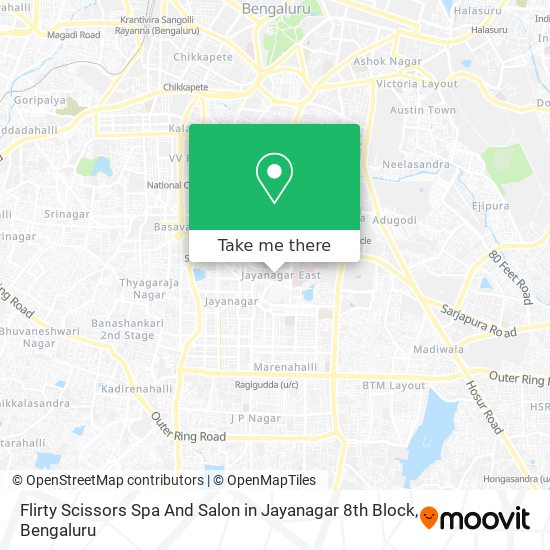 Flirty Scissors Spa And Salon in Jayanagar 8th Block map