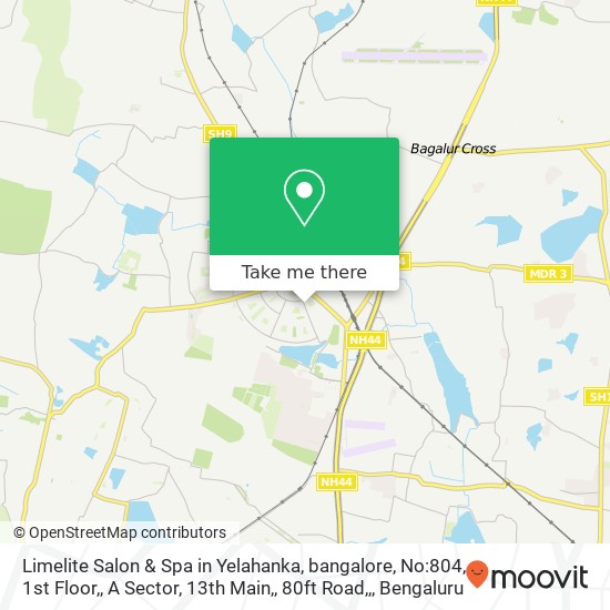 Limelite Salon & Spa in Yelahanka, bangalore, No:804, 1st Floor,, A Sector, 13th Main,, 80ft Road,, map