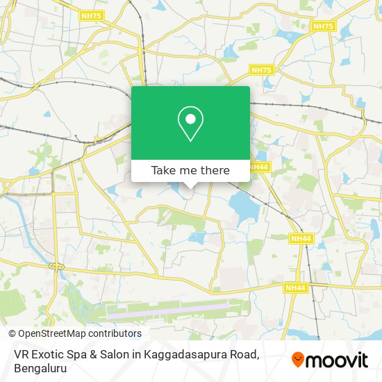 VR Exotic Spa & Salon in Kaggadasapura Road map