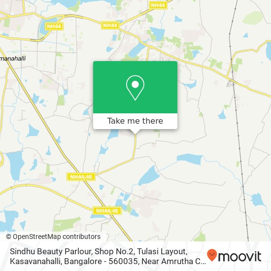 Sindhu Beauty Parlour, Shop No.2, Tulasi Layout, Kasavanahalli, Bangalore - 560035, Near Amrutha Co map