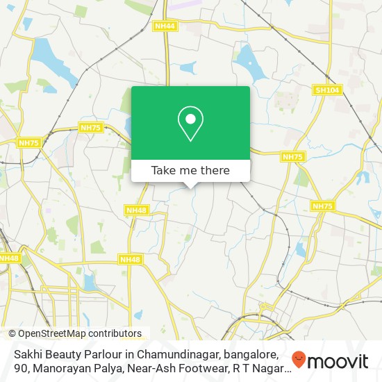 Sakhi Beauty Parlour in Chamundinagar, bangalore, 90, Manorayan Palya, Near-Ash Footwear, R T Nagar map