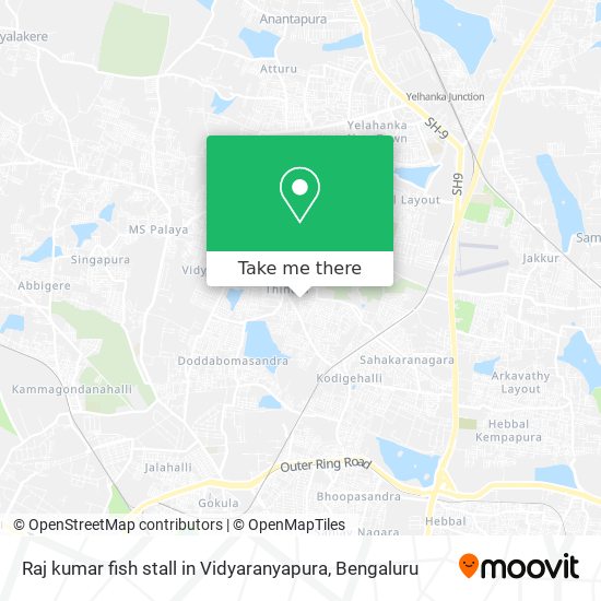 Raj kumar fish stall in Vidyaranyapura map
