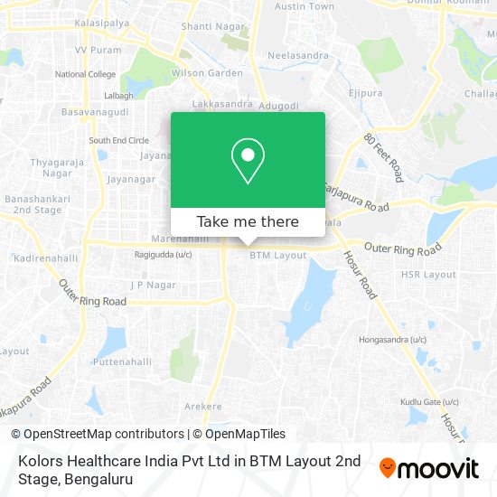 Kolors Healthcare India Pvt Ltd in BTM Layout 2nd Stage map