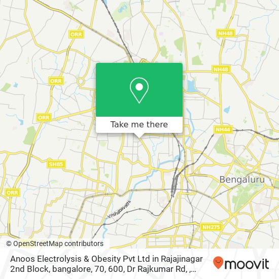Anoos Electrolysis & Obesity Pvt Ltd in Rajajinagar 2nd Block, bangalore, 70, 600, Dr Rajkumar Rd, map
