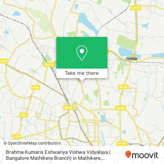 Brahma Kumaris Eshwariya Vishwa Vidyalaya ( Bangalore Mathikere Branch) in Mathikere, Bangalore, 2/ map