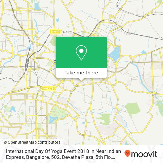International Day Of Yoga Event 2018 in Near Indian Express, Bangalore, 502, Devatha Plaza, 5th Flo map