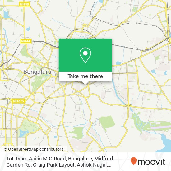 Tat Tvam Asi in M G Road, Bangalore, Midford Garden Rd, Craig Park Layout, Ashok Nagar, Bengaluru, map