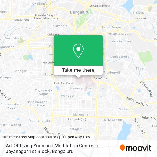 Art Of Living Yoga and Meditation Centre in Jayanagar 1st Block map