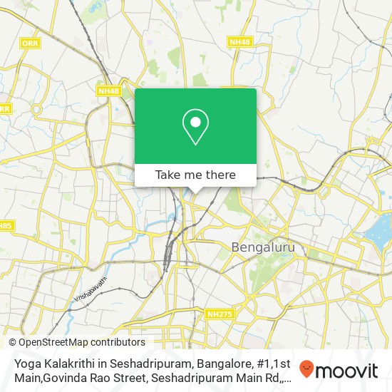 Yoga Kalakrithi in Seshadripuram, Bangalore, #1,1st Main,Govinda Rao Street, Seshadripuram Main Rd, map