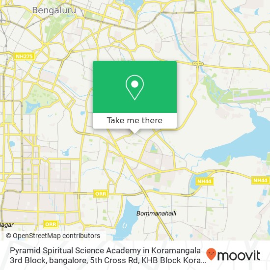 Pyramid Spiritual Science Academy in Koramangala 3rd Block, bangalore, 5th Cross Rd, KHB Block Kora map