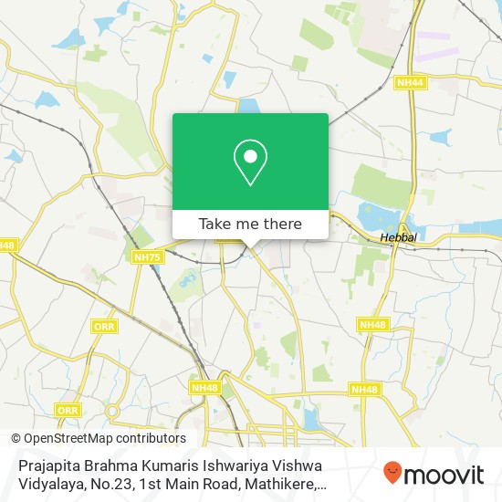 Prajapita Brahma Kumaris Ishwariya Vishwa Vidyalaya, No.23, 1st Main Road, Mathikere, Bangalore - 5 map