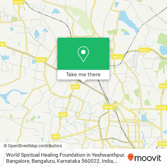 World Spiritual Healing Foundation in Yeshwanthpur, Bangalore, Bengaluru, Karnataka 560022, India map