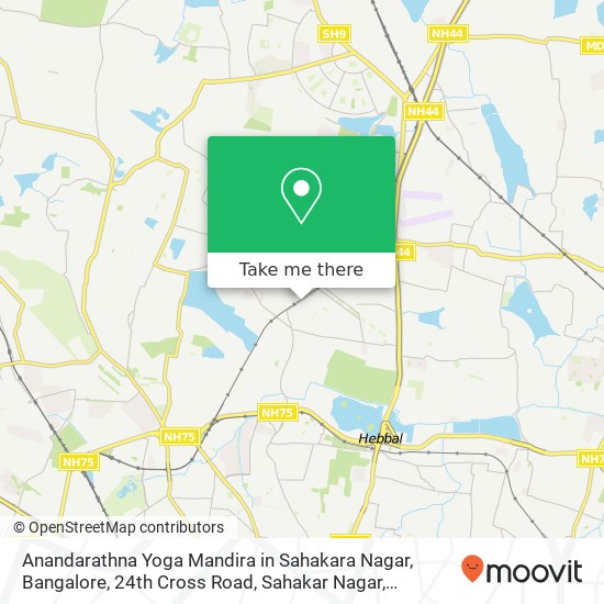 Anandarathna Yoga Mandira in Sahakara Nagar, Bangalore, 24th Cross Road, Sahakar Nagar, Bengaluru, map