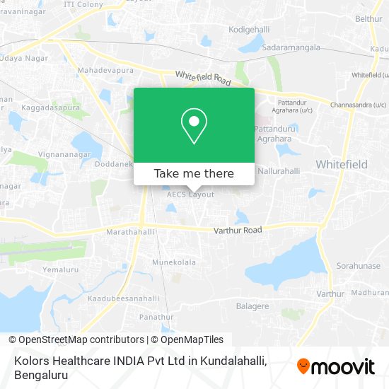 Kolors Healthcare INDIA Pvt Ltd in Kundalahalli map