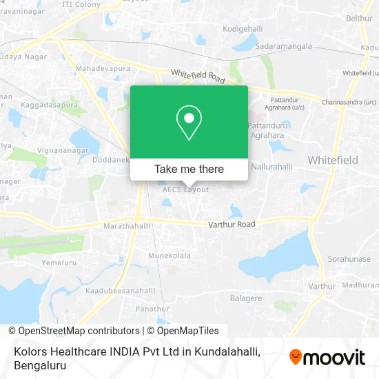 Kolors Healthcare INDIA Pvt Ltd in Kundalahalli map
