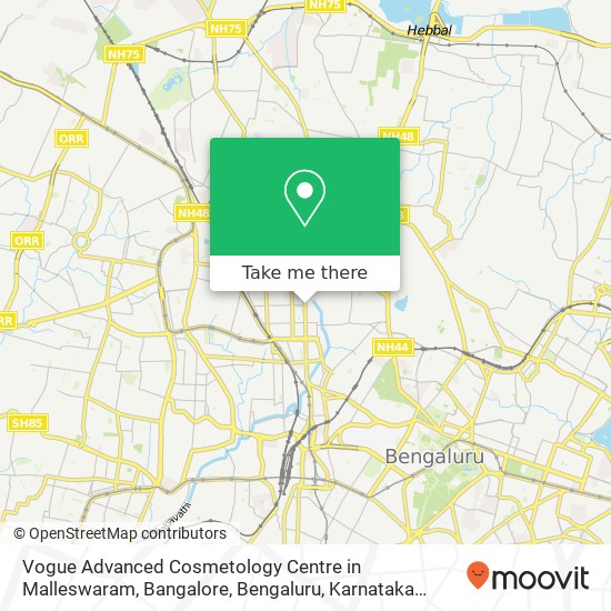 Vogue Advanced Cosmetology Centre in Malleswaram, Bangalore, Bengaluru, Karnataka 560003, India map