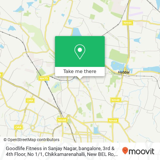 Goodlife Fitness in Sanjay Nagar, bangalore, 3rd & 4th Floor, No 1 / 1, Chikkamarenahalli, New BEL Ro map