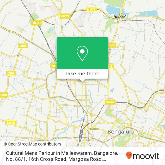 Cultural Mens Parlour in Malleswaram, Bangalore, No. 88 / 1, 16th Cross Road, Margosa Road, Bengaluru map