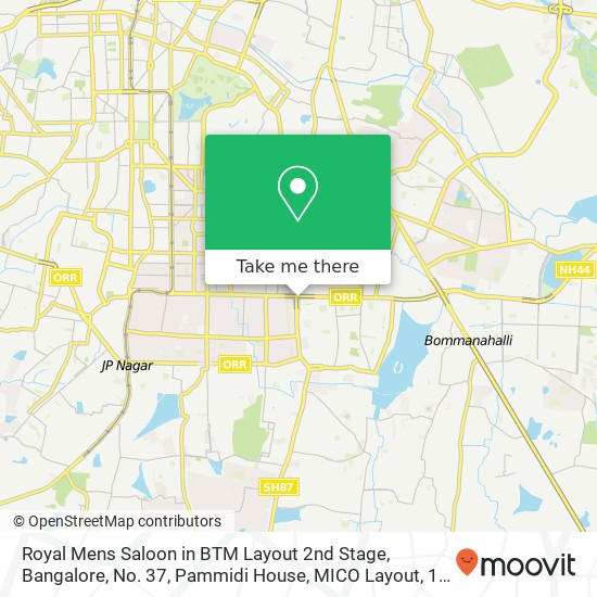Royal Mens Saloon in BTM Layout 2nd Stage, Bangalore, No. 37, Pammidi House, MICO Layout, 1st Main, map