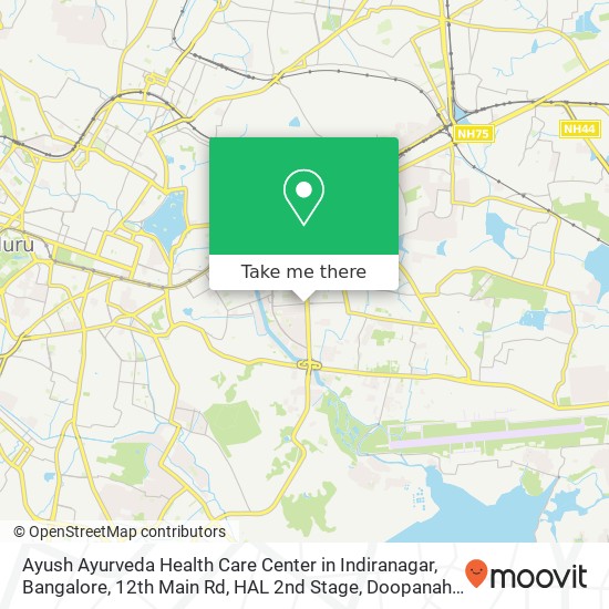 Ayush Ayurveda Health Care Center in Indiranagar, Bangalore, 12th Main Rd, HAL 2nd Stage, Doopanaha map