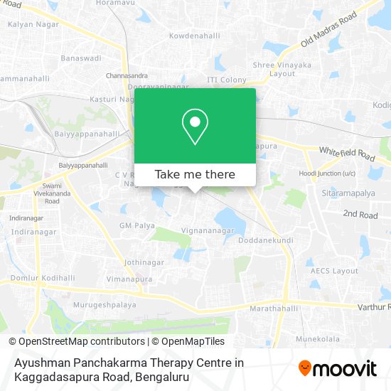 Ayushman Panchakarma Therapy Centre in Kaggadasapura Road map