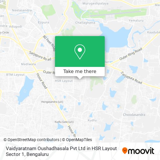 Vaidyaratnam Oushadhasala Pvt Ltd in HSR Layout Sector 1 map
