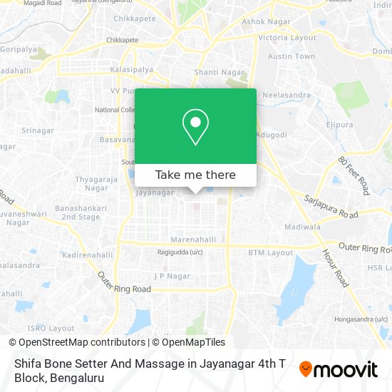 Shifa Bone Setter And Massage in Jayanagar 4th T Block map