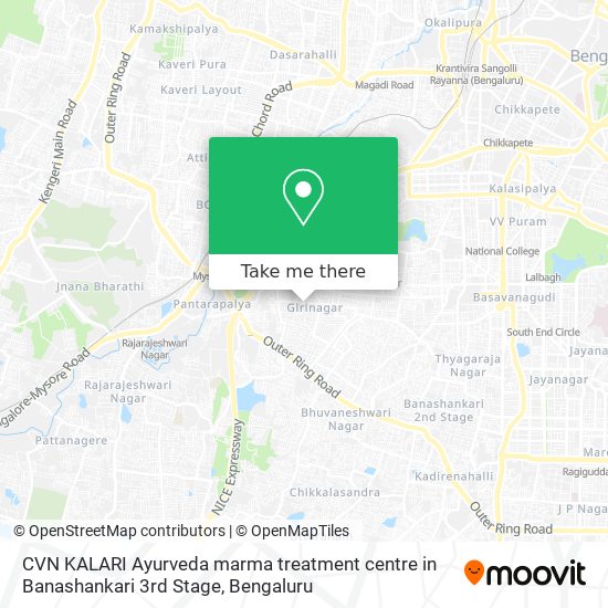 CVN KALARI Ayurveda marma treatment centre in Banashankari 3rd Stage map