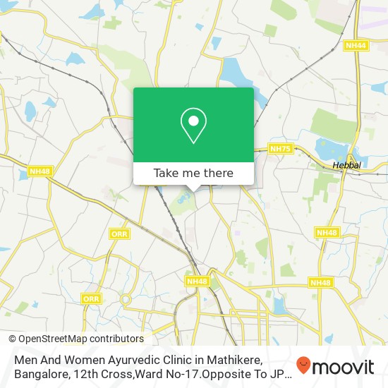 Men And Women Ayurvedic Clinic in Mathikere, Bangalore, 12th Cross,Ward No-17.Opposite To JP Park D map