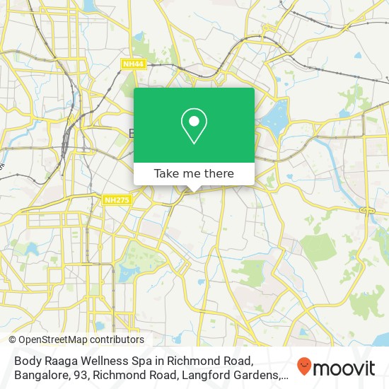 Body Raaga Wellness Spa in Richmond Road, Bangalore, 93, Richmond Road, Langford Gardens, Bengaluru map